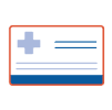 Blue and white insurance icon with shield and checkmark