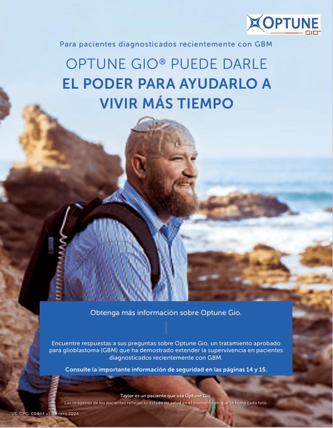 Download Get to Know Optune Gio informational brochure with medical professional image