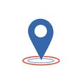 Red map location pin icon on transparent background