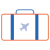 Icon of a travel suitcase with an airplane symbol