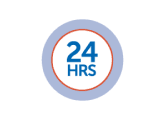 24-hour clock icon indicating around-the-clock service or availability
