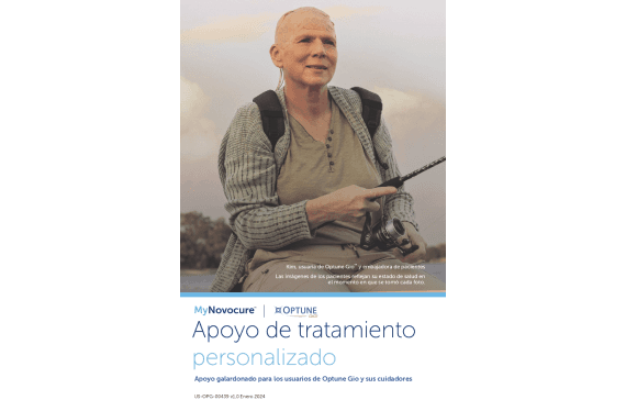 Optune Lua wearable medical device for cancer treatment on patient's head and torso